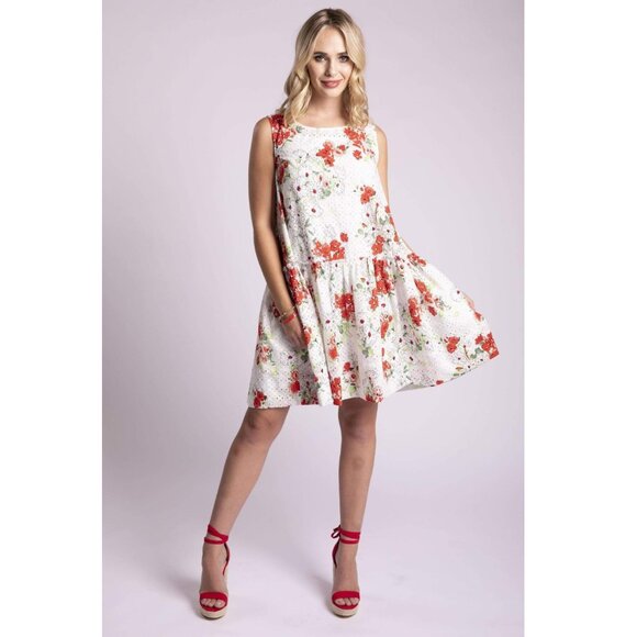 Eva Franco Dresses & Skirts - Eva Franco Anthropologie Cotton Eyelet  Floral Summer Midi Dress